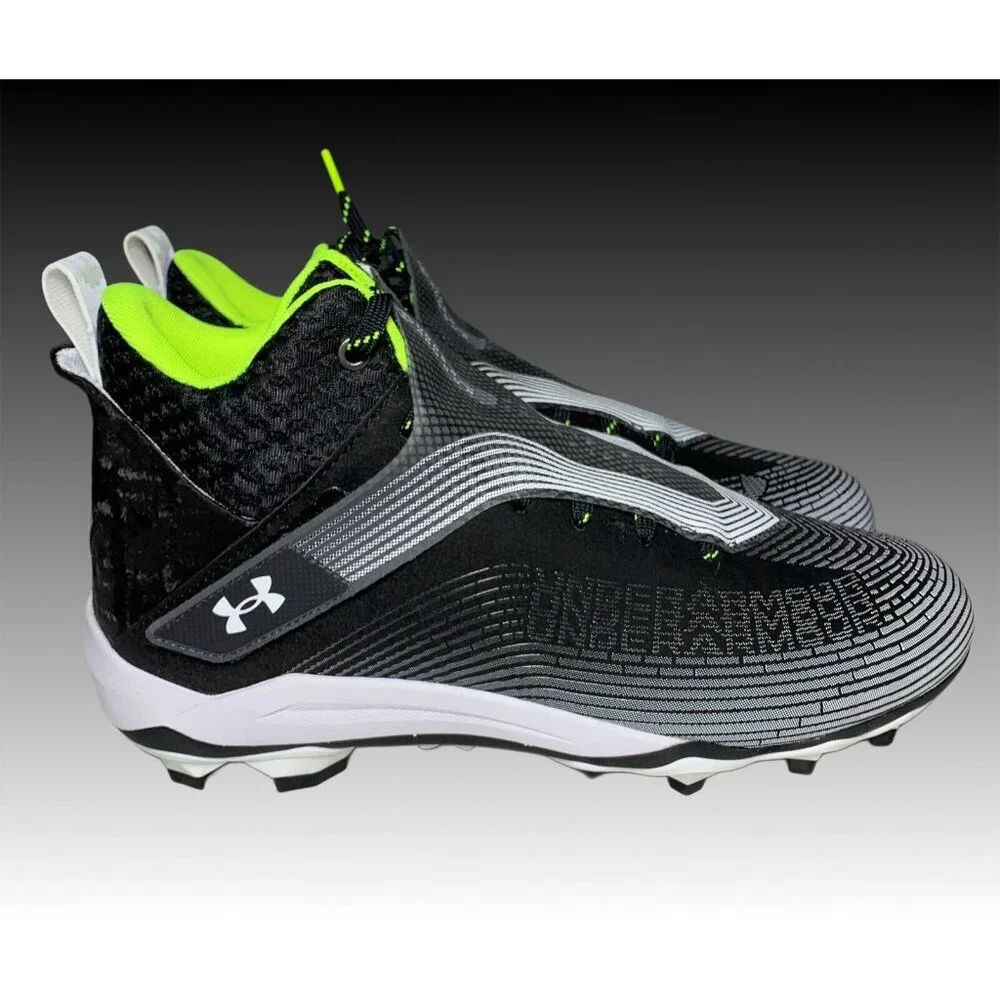 Under Armour Men's Highlight Hammer MC Football Cleat Black/White Size 12 - Picture 5 of 9